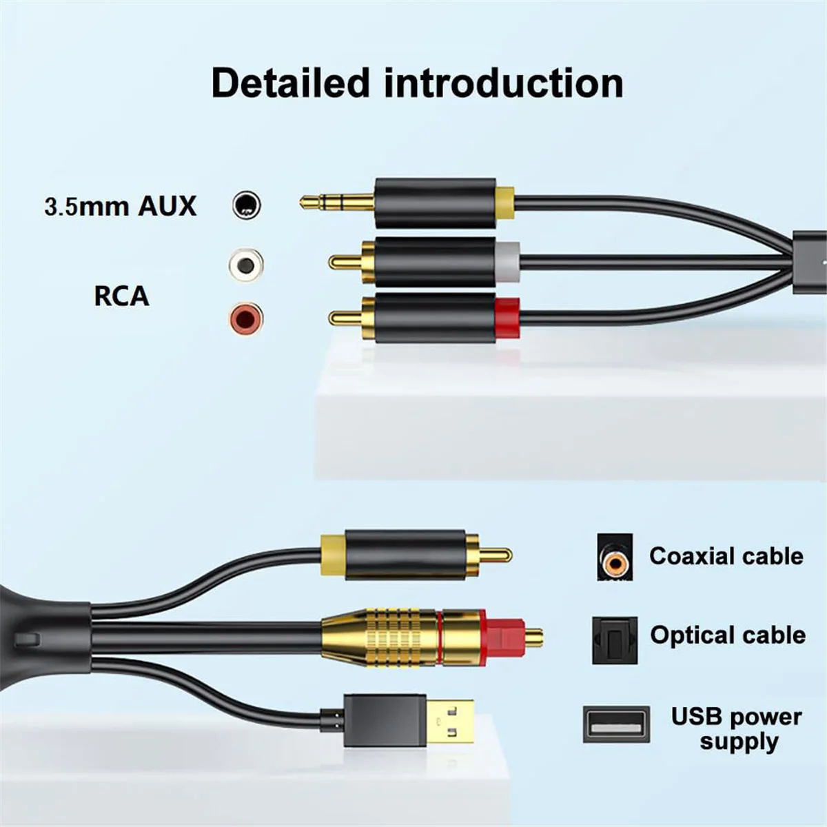 디지털-아날로그 오디오 변환 케이블, 디지털 SPDIF/광학 및 동축-아날로그 L/R RCA 및 3.5mm AUX 스테레오 오디오 케이블