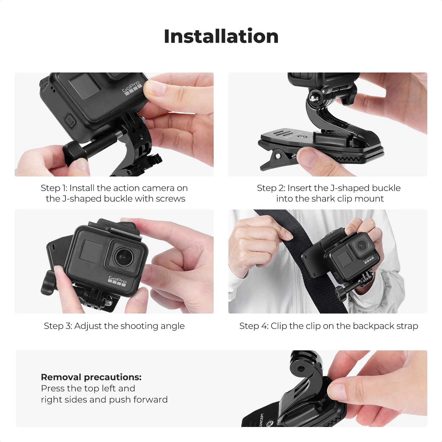 Backpack Shoulder Strap Mount Camera With Adjustable Shoulder Pad And 360 Degree Rotating Base Compatible With GoPro Hero 9/8/7/6/5/4/3+,OSMO Action, Xiaoyi 4K And Most Action Cameras