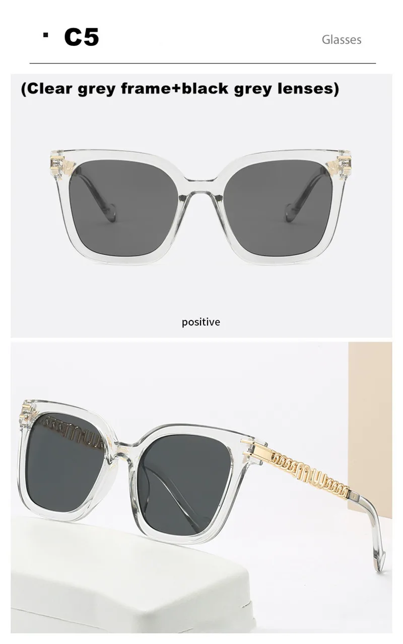 Neue Modische Quadratische Sonnenbrille für Damen Luxus-Sonnenbrille UV-Schutz Großer Rahmen Allzweck-Brille (DS-2324) – Detail 12