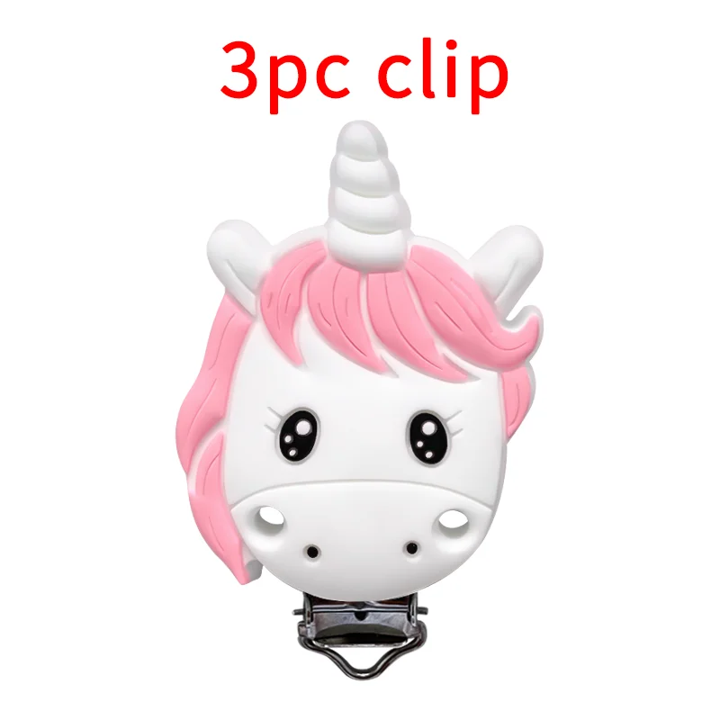 Silicone Clips 3pcs Elephant Bear Fox Unicorn Lion Shape DIY Pacifier Chain Animal Nipple Holder
