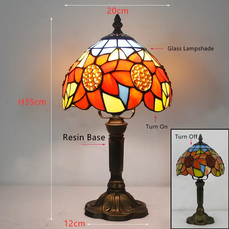 E27 Retro Baroque LED Table Lamps Mediterranean Vintage Stained Glass Bedroom Reading Cafe Bar Decor Desk Lights With EU/US Plug 3