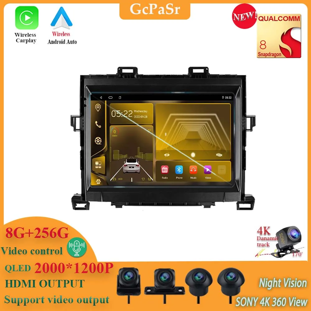 

Android 13 For Toyota Alphard H20 2008 - 2014 Qualcomm Snapdragon Stereo Head Unit Radio Navigation GPS Multimedia Player NO BT