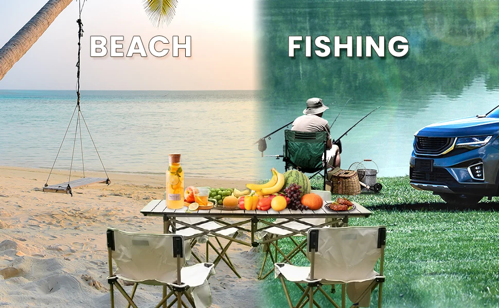 Camping Folding Portable Table Long Egg Roll Table Camping Equipment Aluminum Alloy Camping Desk Outdoor BBQ Picnic Table 4