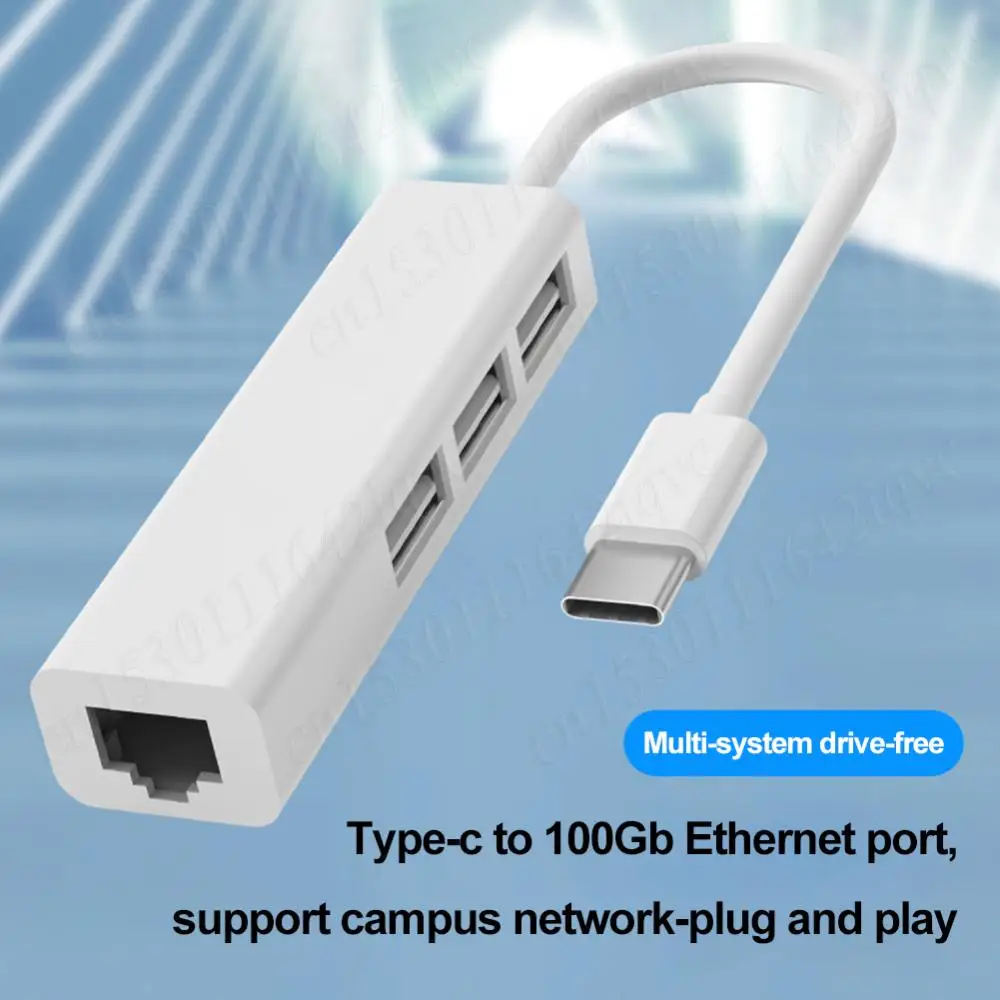 데스크탑 컴퓨터 PC용 USB C타입 이더넷 어댑터, 네트워크 카드, 4 포트, 4 in 1, USB C타입-RJ45, 10GBit/s 랜 인터넷 케이블