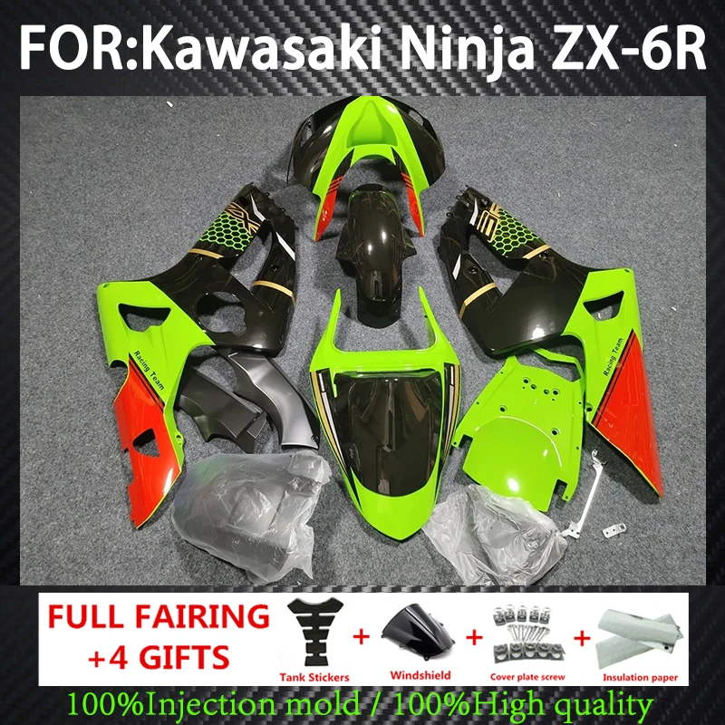 

New ABS Motorcycle Fairings Kit Fit For Kawasaki Ninja ZX-6R ZX6R 636 2003 2004 03 04 Bodywork Set Green Red Custom