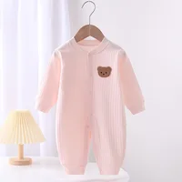 Baby Rompers for Boys Girls Newborn Bodysuit & One Piece Solid Color 100 Cotton 0-24M Long Sleeve Loungewear Outfit 3