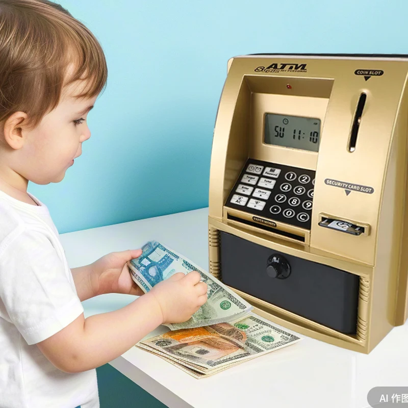 Smart ATM Savings Bank, Real Automatic Cashier Machine, Intelligent Estate Inspired Safe Storage Tank for Secure Money Saving 3