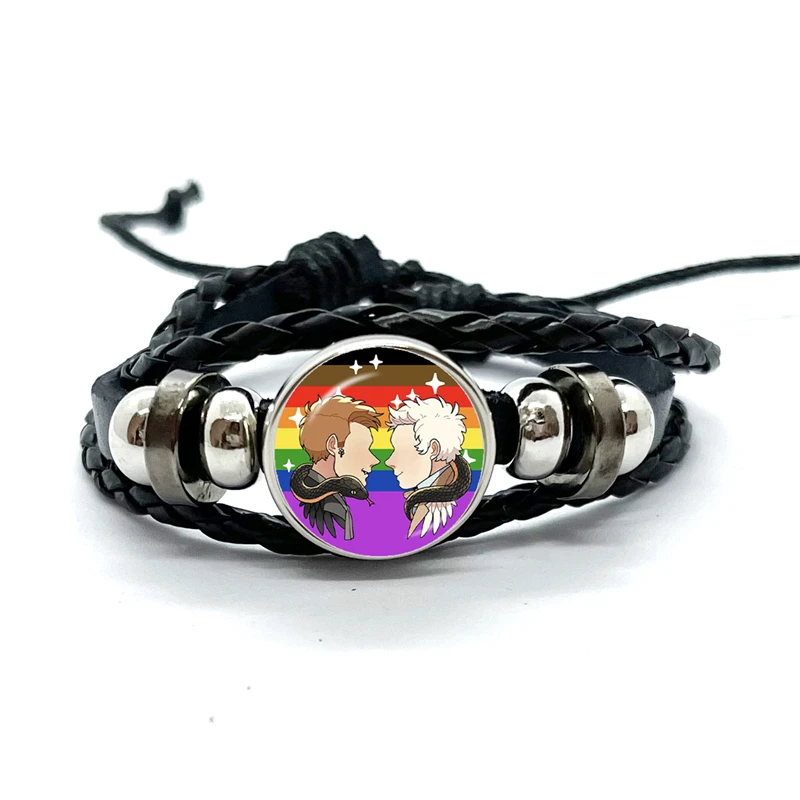 Good omens Leather Bracelets Angel Colourful contexts Funny Multilayer Braided Bracelets Bangles Handmade Jewelry Gifts 3