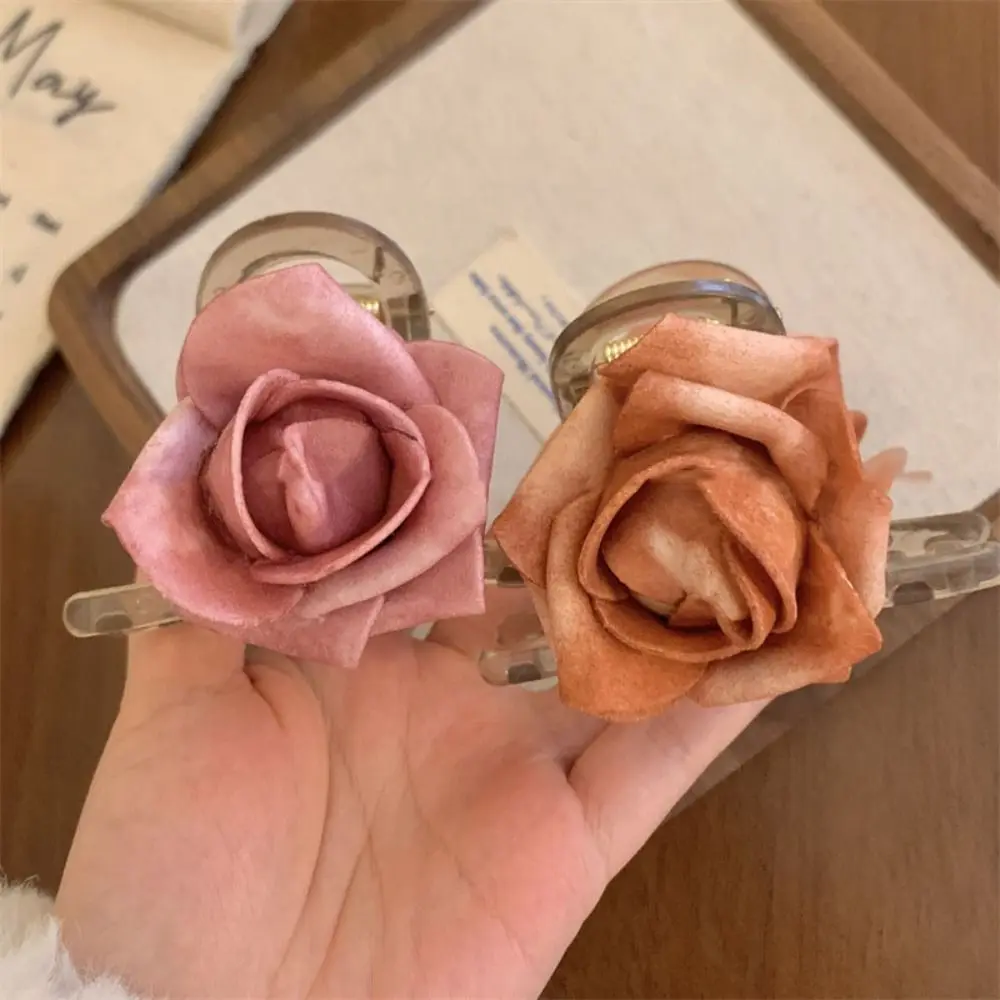 

Sweet Rose Flower Claw Clip For Women Elegant Simulated Flower Hair Clip Seaside Vacation Shark Clip Headwear