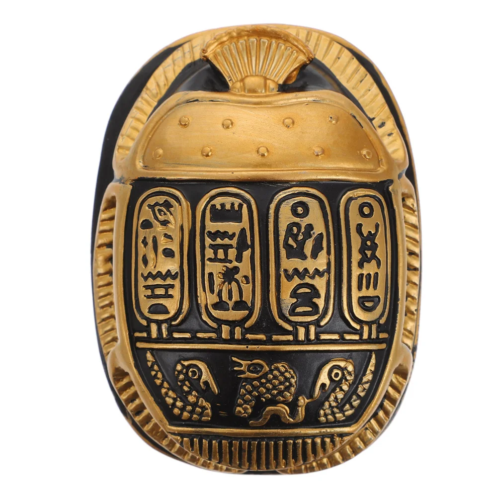 1pc Egypt Scarab Beetle Figurine Desktop Ornament Egypt Artware Figurine Vintage Resin Crafts Decoration 6.8x5x2cm