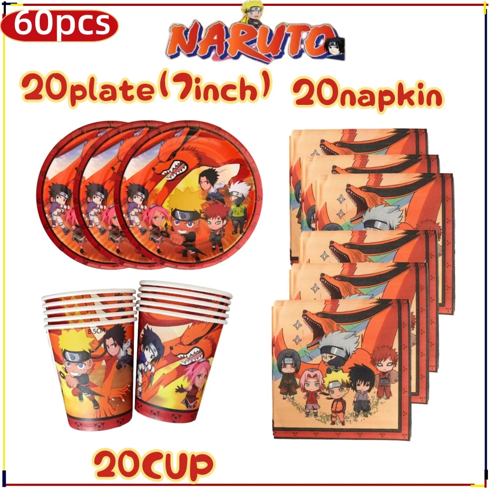 Ultimate Naruto Birthday Party Supplies Set - Ninja Tableware Kit with Paper Cups, Plates, and Tablecloth, Perfect