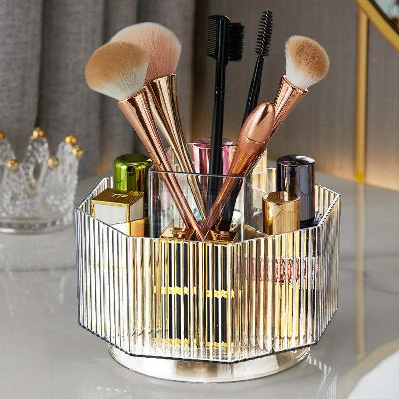 Rotating Makeup Brush Storage Box Lipstick Storage Rack Desktop Large Capacity Office Pen Holder Capacity Makeup Brush Holder makeup organizer makeup storage box cosmetic storage box