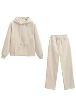 HH Women Casual Solid Hoodies Pants Sets Long Sleeve Pullover Sweatshirts Coat Drawstring Wide Leg Trousers Office Lady Suits - Image 2