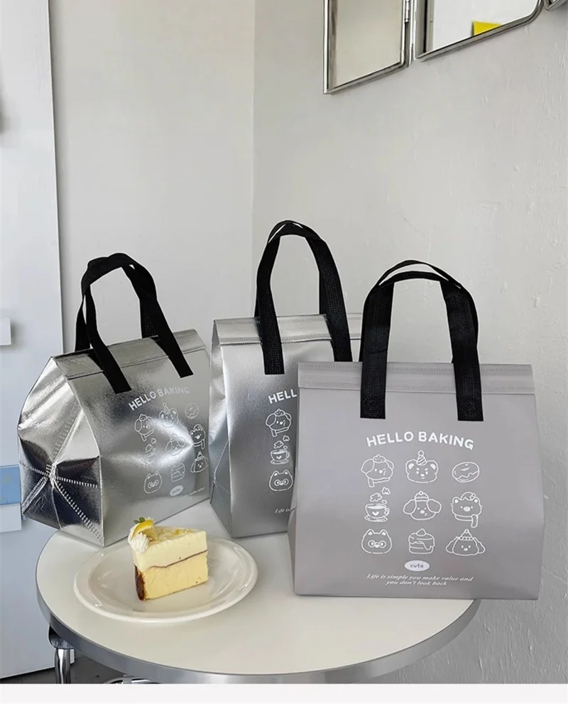 10pcs Grey/Silver Non-Woven Insulated Tote Bags – Portable Reusable Fabric Pouches for ... - SKU NITB1838 - UGI Packaging