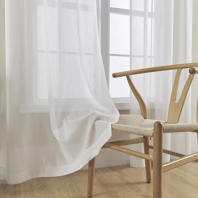 CHAXI Modern Solid White Tulle Sheer Curtain for Living Room Bedroom Kitchen Voile Window Drapes Decoration Custom Made 4