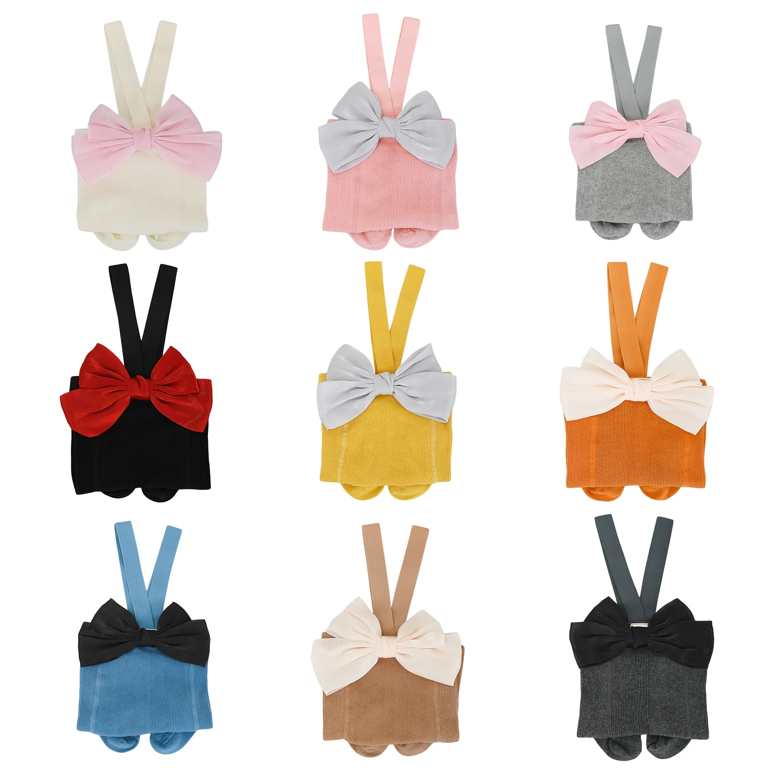 Infant Baby Girls Elastic Suspender Pants Cute Overalls Newborn Bowknot Pantyhose Socks Tights Stockings Ribbed Cotton Leggings knit tights girls pantyhose children stockings suspender leggings
