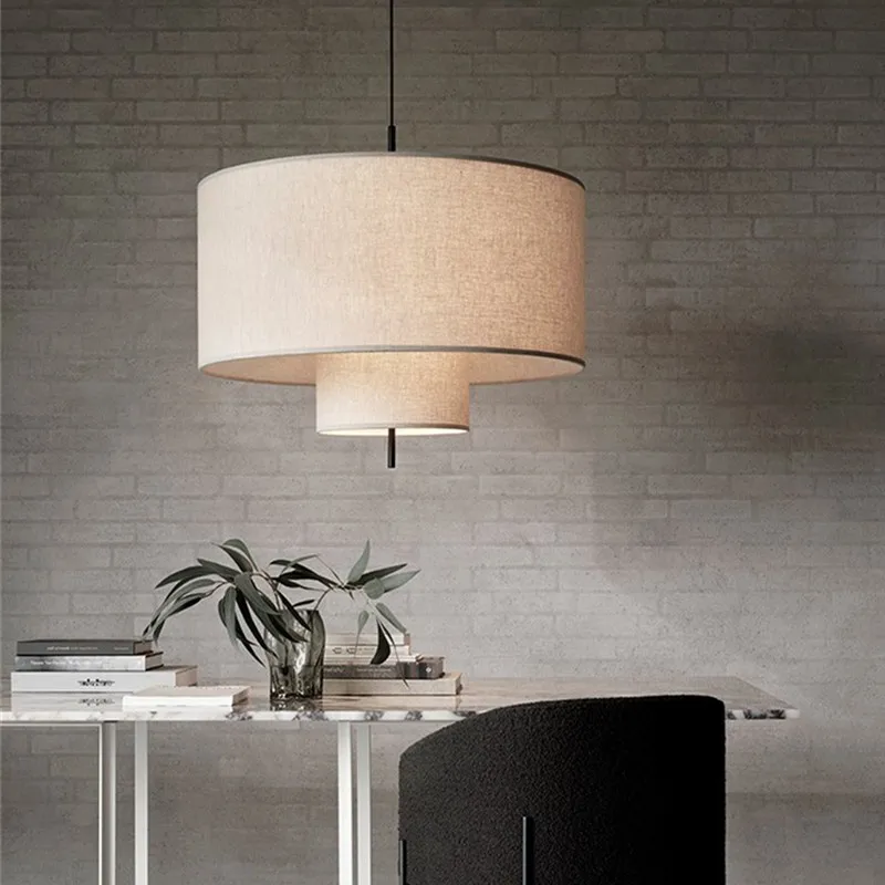 Margin Pendant lamp Chinese designer linen lampshade living room bedroom restaurant homestay hotel loft lights