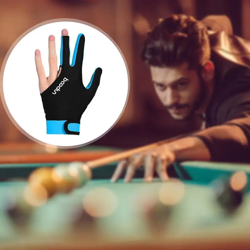 Predator Pool Gloves Batting Gloves Ultra Silky Breathable Anti Slip Elastic 3 Finger Double Stitched Billiard Left