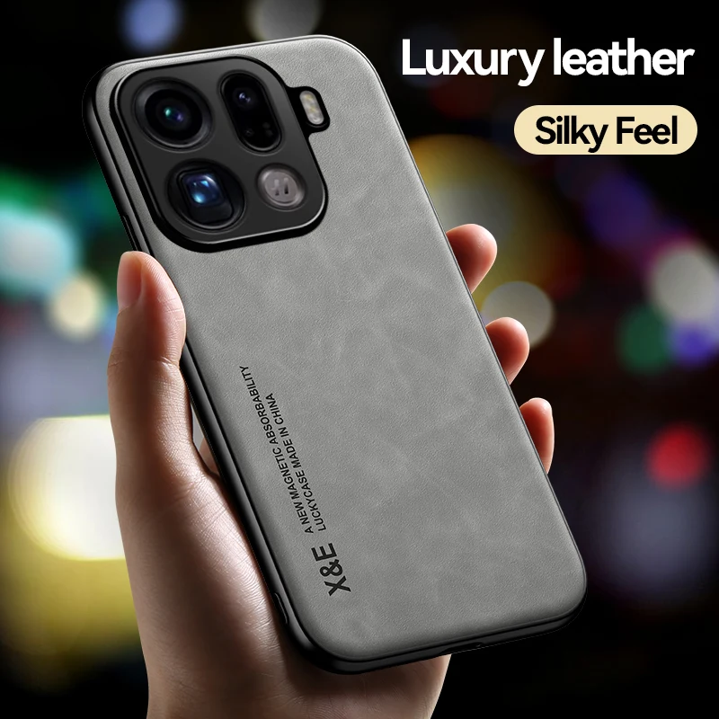 For OPPO Find X9 Pro Case Magnetic Luxury Leather Textured Skin