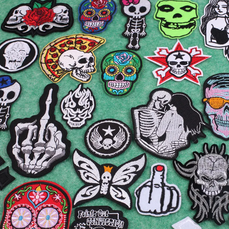 

Punk Rock Patches for Clothing Thermoadhesive Patches Christmas Iron on Transfer Embroidered Applications for Sewing Badges