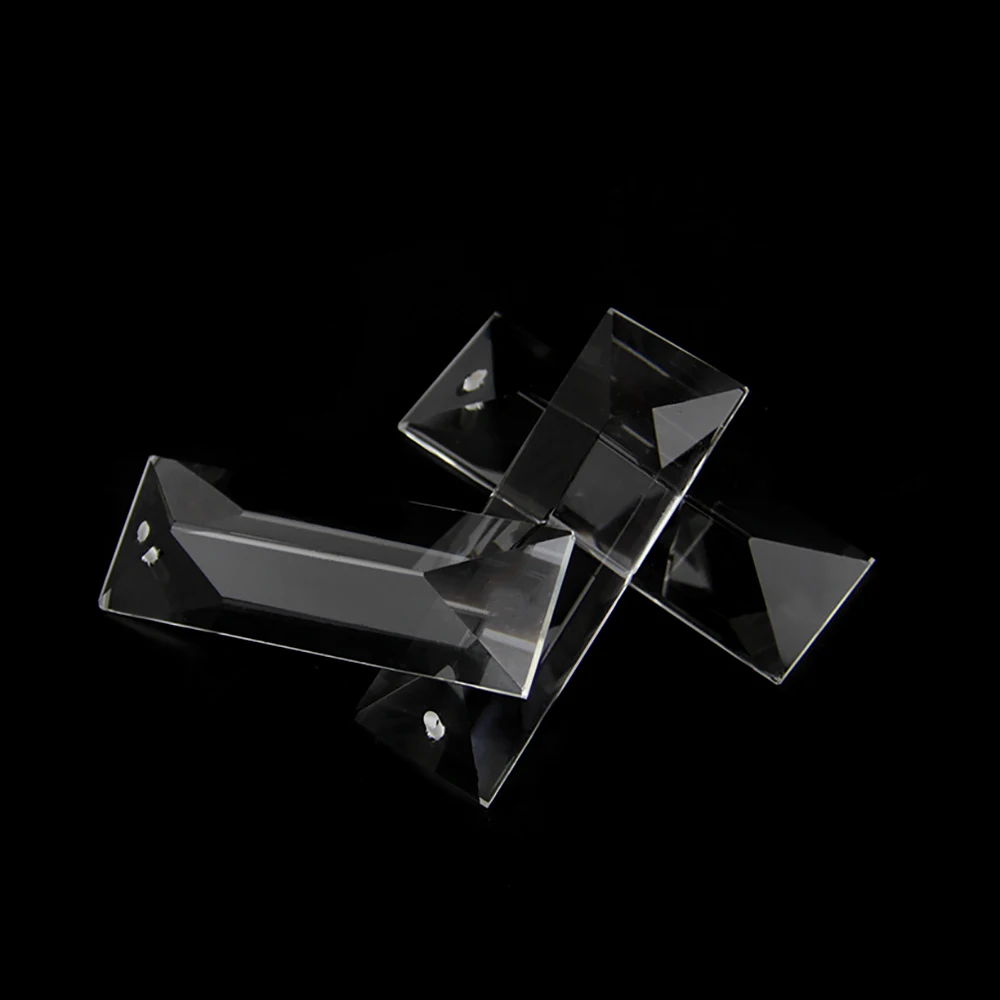 Chandelier Crystal Drops Trimming Triangle 1 Piece Crystal Clear Prism In 1 Hole/2 Holes Glass Chandeliers Pendants Parts Glass Lamp Drop Pendants