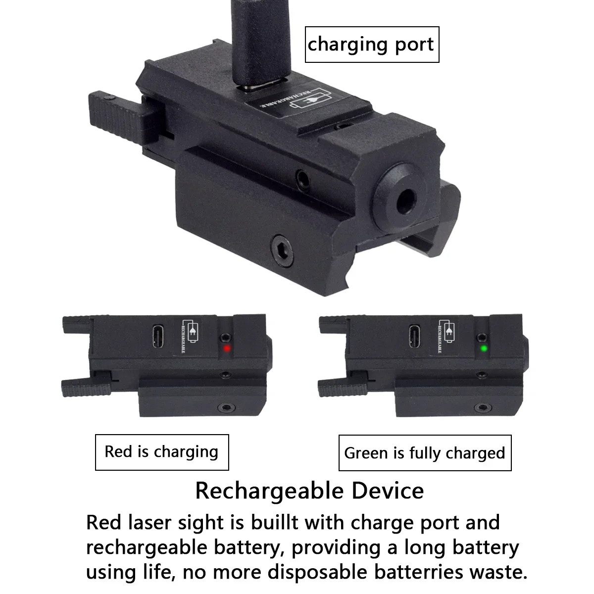 Green Red Dot Laser Sight USB Charging Laser Pointer Shooting Sights For 11mm 20mm Rail Airsoft Glock 17 19 Pistol Rifle Hunting