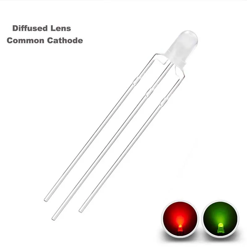 5x Mini Led Bicolor 3mm Difuso Vermelho E Azul Anodo Comum