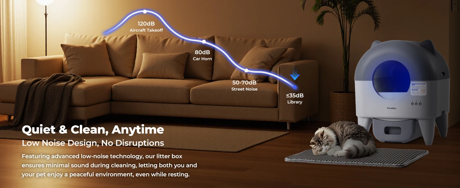 quiet self cleaning cat litter box