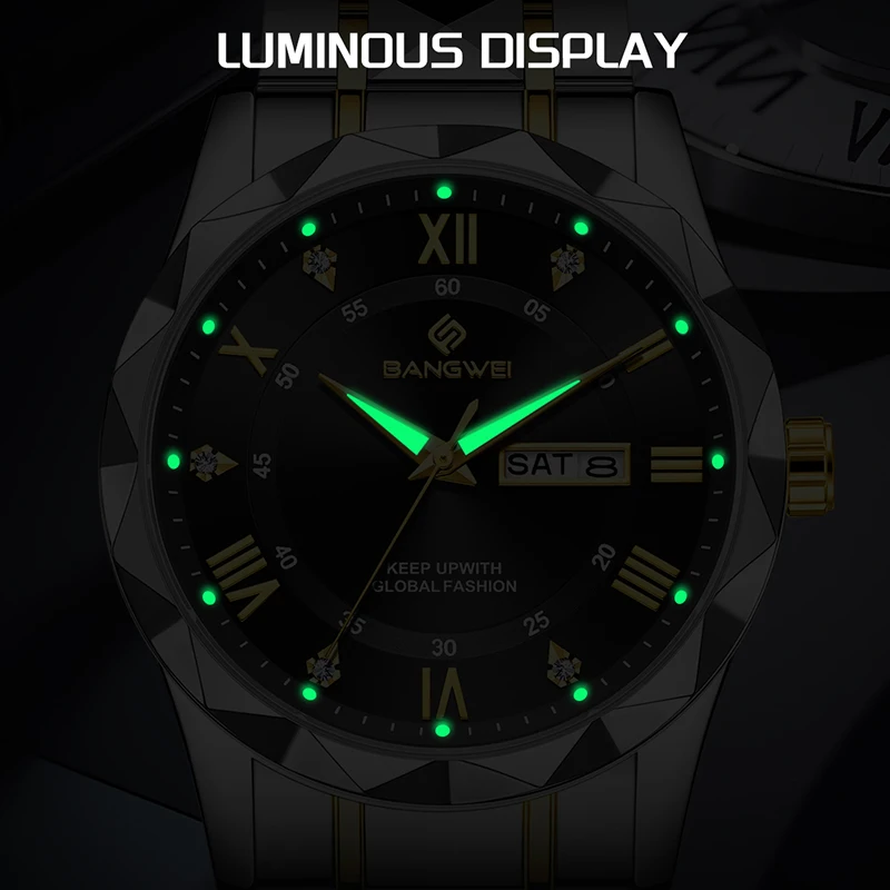 BANGWEI New Luxury Ladies Watches Casual Military Diamond Watch For Women Fashion Waterproof Luminous Quartz Clock Women's Gift