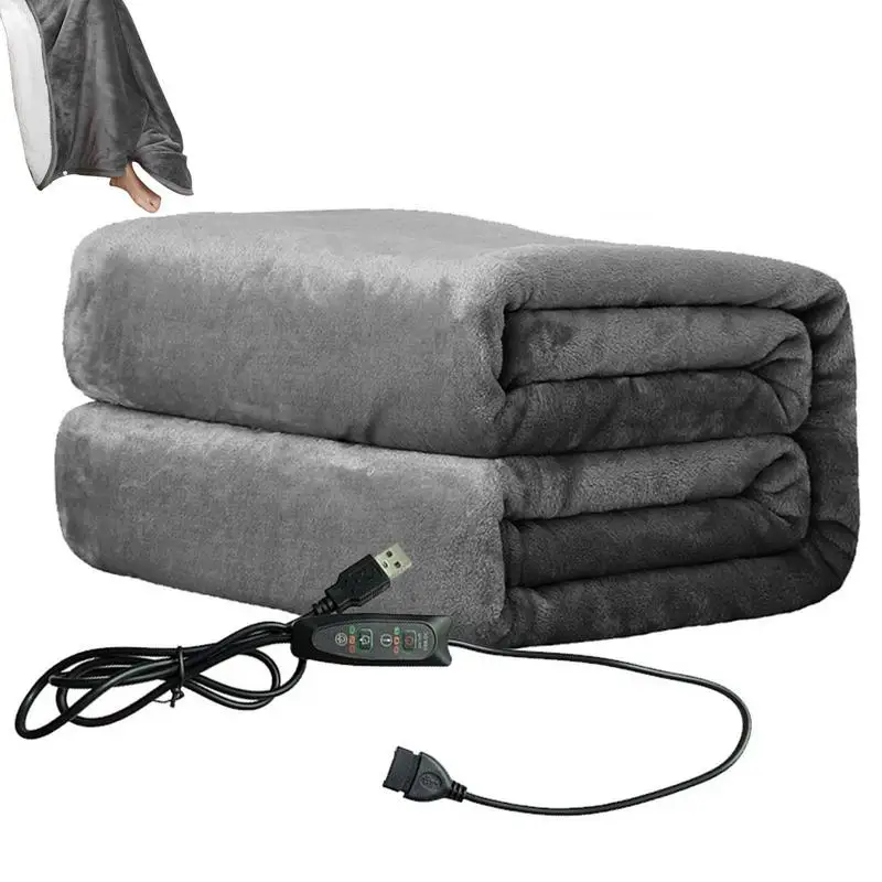 

Теплое одеяло, мягкое фланелевое одеяло с электрическим подогревом и USB, удобное и мягкое зимнее одеяло, совместимое с путешествиями