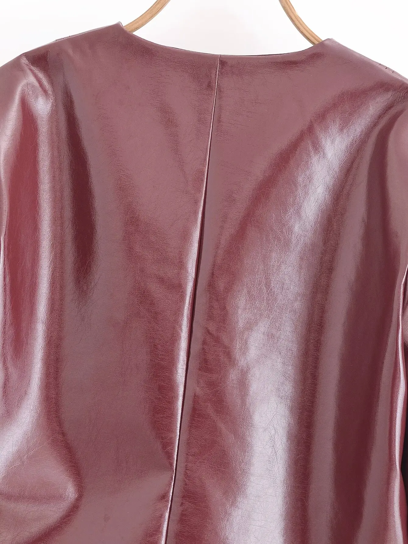 Leather Jackets Women's Pu Coat Red Elegant Outwear Long Sleeve Coat With Pockets Cropped 2024 inszart inszart Woman Jackets Top