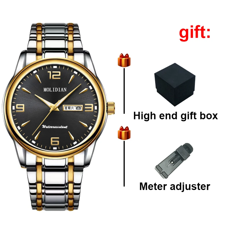 שעון מכני אוטומטי מלא בסגנון אופנתי לגברים, עמיד למים, עם תאורת לילה, טורביון, לוח שנה וחריצים