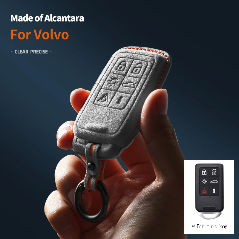 

Car Key Case Cover Holder Car Key Shell Alcantara For Volvo XC90 S80 XC70 S60 V70 XC40 Keychain Accessories