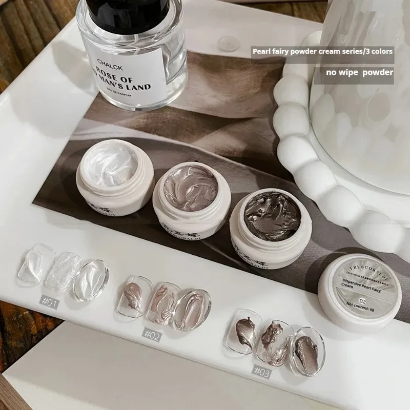 3 Colors No Wipe Pearl Cream Nail Sculpting Gel  Textured Nail Art Docerarion DIY Salon Nail Cream for 3D Chrome Powder Manicure