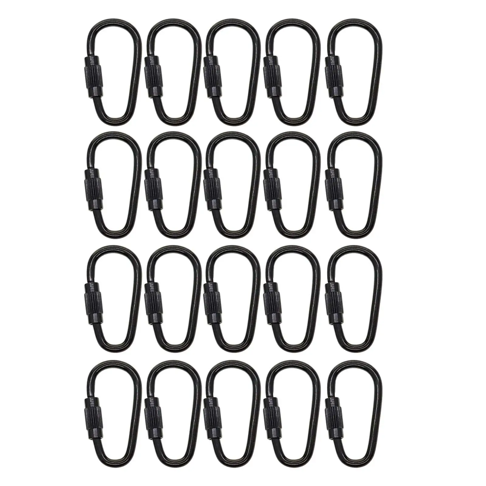 Small Locking Carabiner Clip Screw Lock Carabiner Steel Black Hanging 20Pcs climbing carabiner