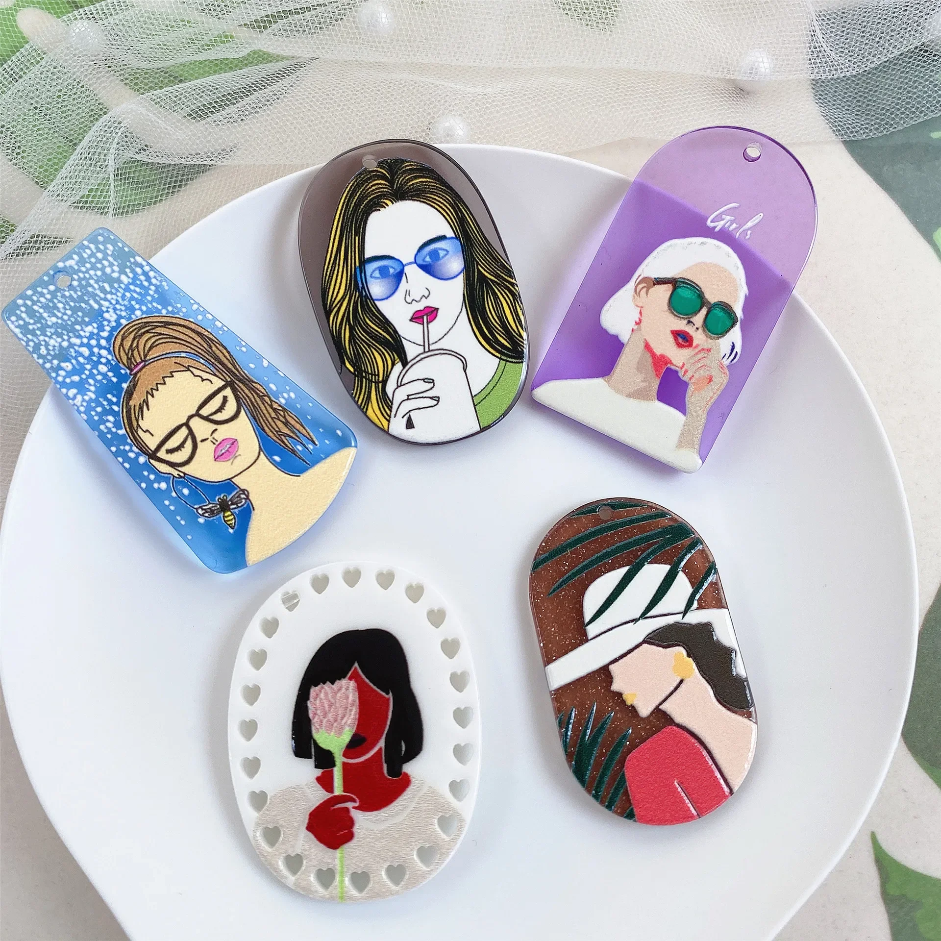 

10pcs Handmade Irregular Pendant Charms Acrylic Girls Pendants for Diy Necklace Earrings Jewelry Making Findings Accessories