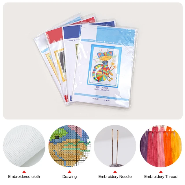 Fil de coton écologique à broder complet 11CT, Kit de point de croix imprimé pour garçon, Art 40x40cm 6