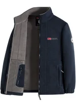 Navy Blue Fleece Zip - Up Jacket with Norwegian Flag and "Outdoor Norway" Embroidery