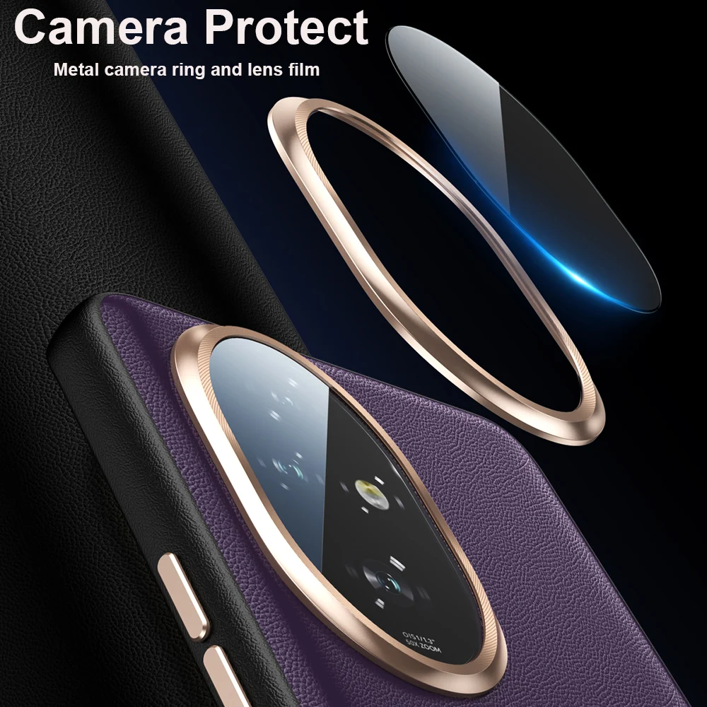 Premium Genuine Leather Camera Protector with Metal Frame - Soft Bumper Lens Guard