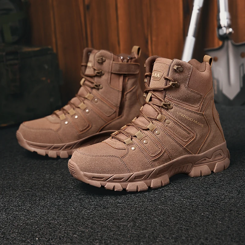 

2023 New Winter Men Boots Military Boots High Top Warm Shoes Thick Soled Outdoor Anti-skid Insulated Work Cotton-padded Boots