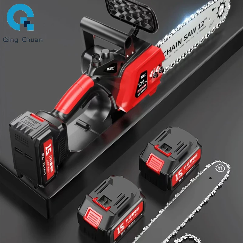 Electric chain saw Rechargeable Brushless Lithium Battery 12 inch Outdoor Garden Electric Saw