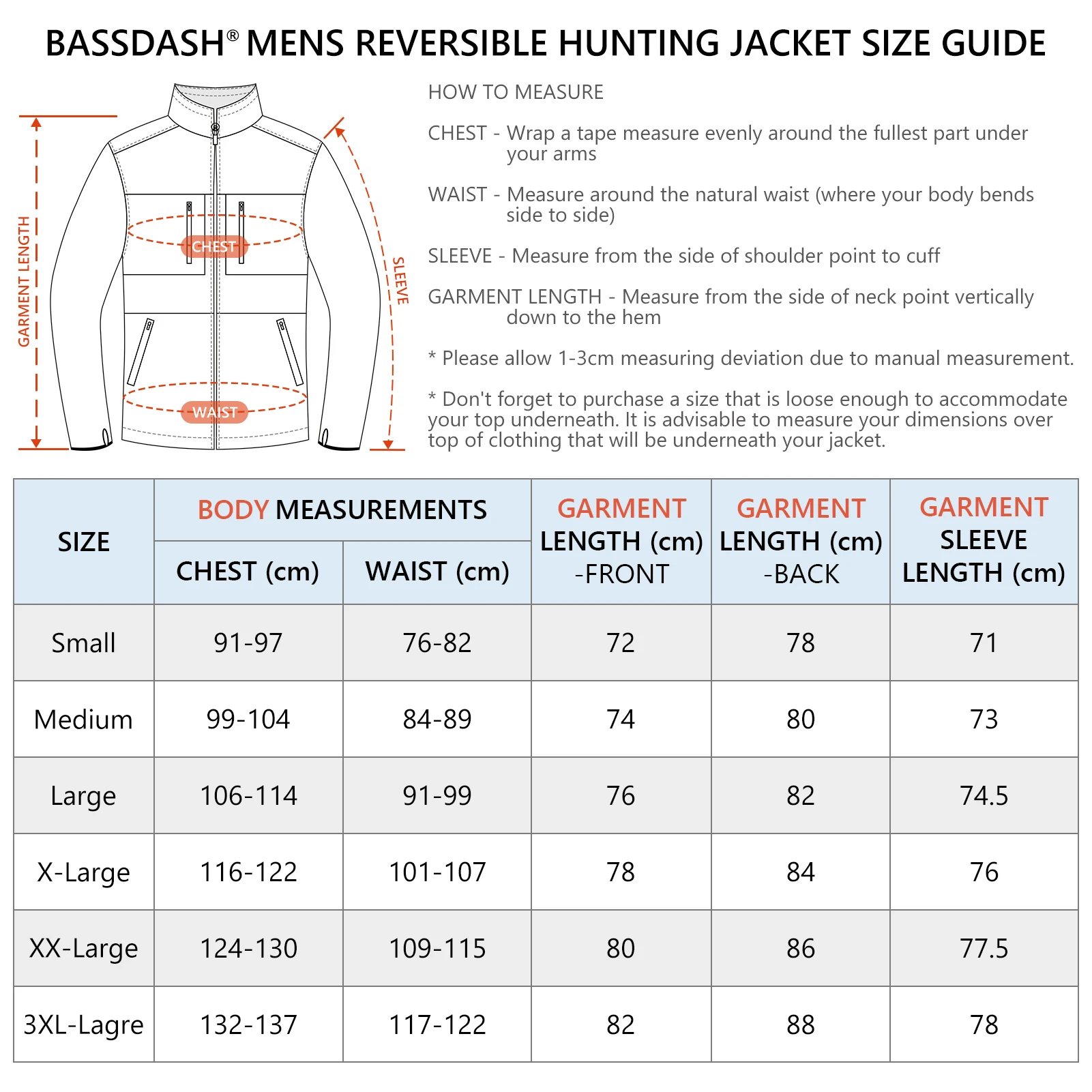 BASSDASH Men&rsquo;s Reversible Insulated Hunting Jacket Lightweight Silent Water Resistant Windproof Camo Fishing Winter Coat