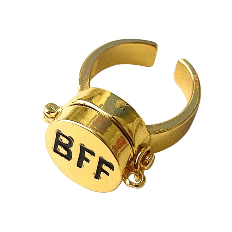 R2LE 회전 BFF 반지, 빈티지 귀여운 커플 오픈 불안 피젯 링, 새로운 스피너 쥬얼리, 베스트 프렌드 멋진 선물