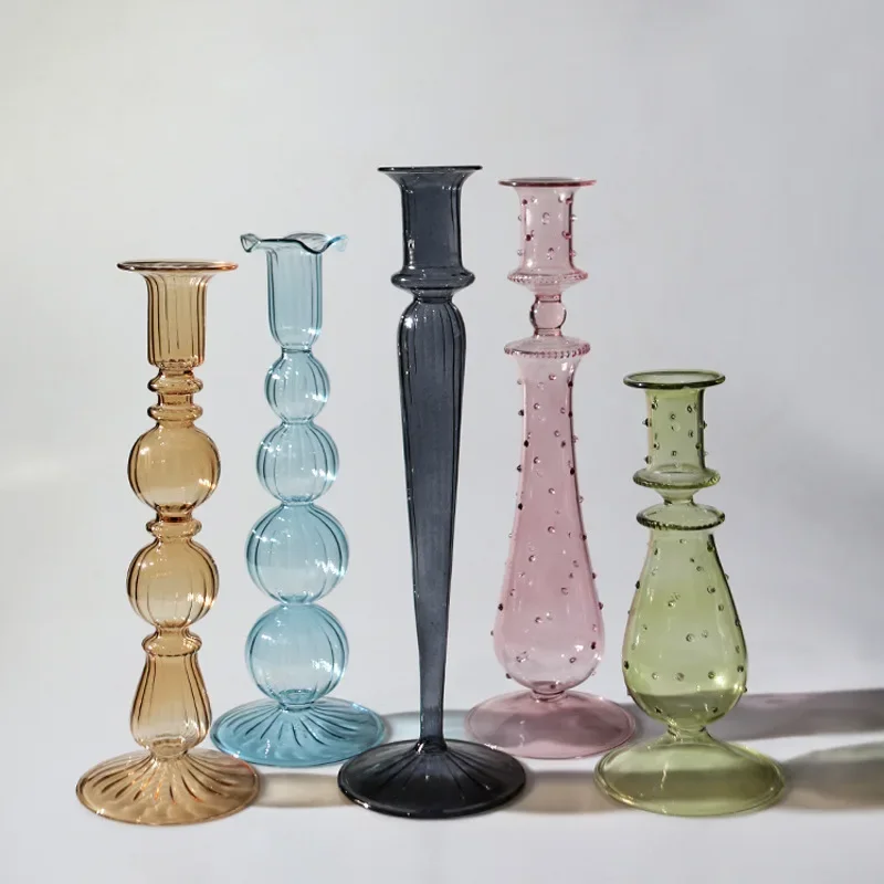 Glass Candle Holder Home Decor Wedding Decoration Home Decoration Accessories European Retro Crystal Candlestick