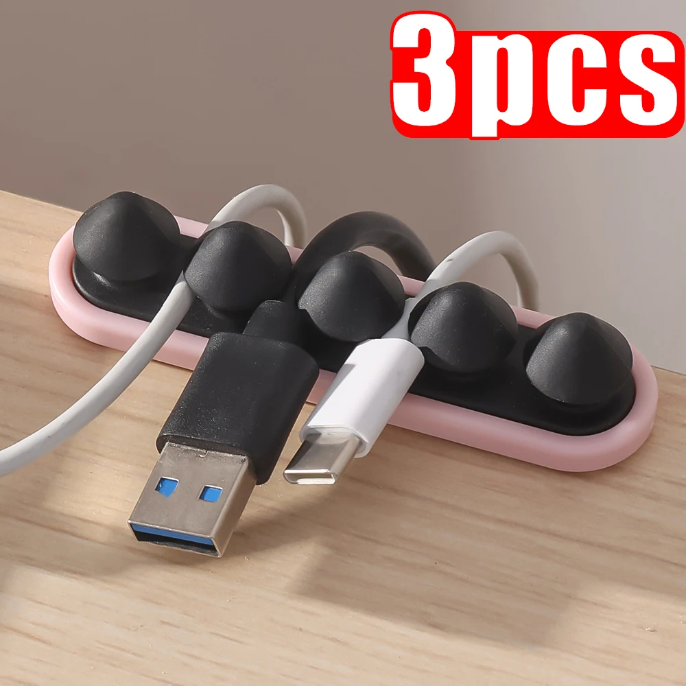 Self-Adhesive Cable Organizers Cable Holder Cord Clips Desktop Tidy Management Earphone Mouse Keyboard Wire Winder Protector