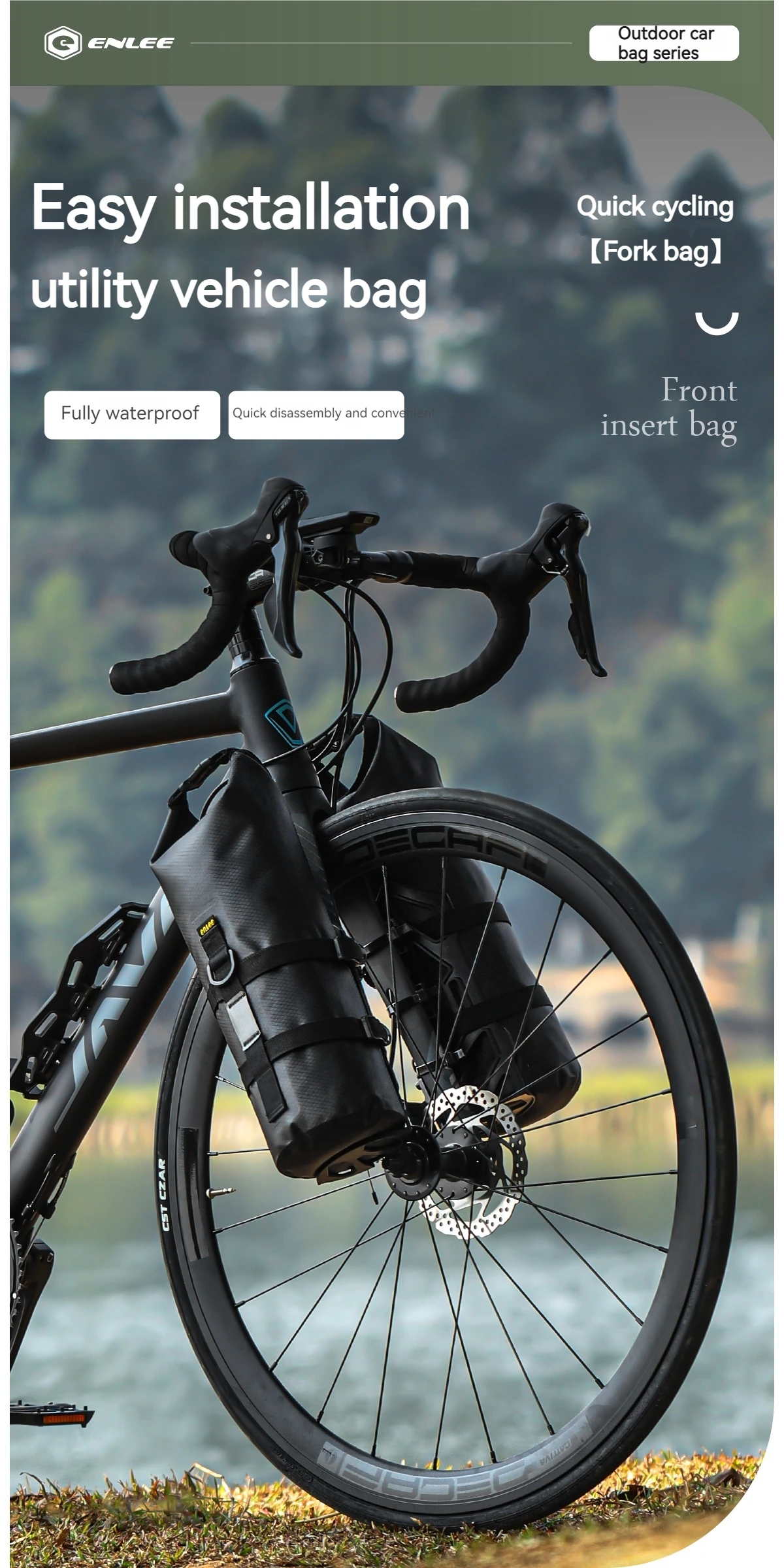 Description Picture 2 of itemToptrek Portable Waterproof Bicycle Fork Bag 5L Portable MTB Frame Trunk Road Bike Electric Scooter Bag Bicycle Front Tube Bag