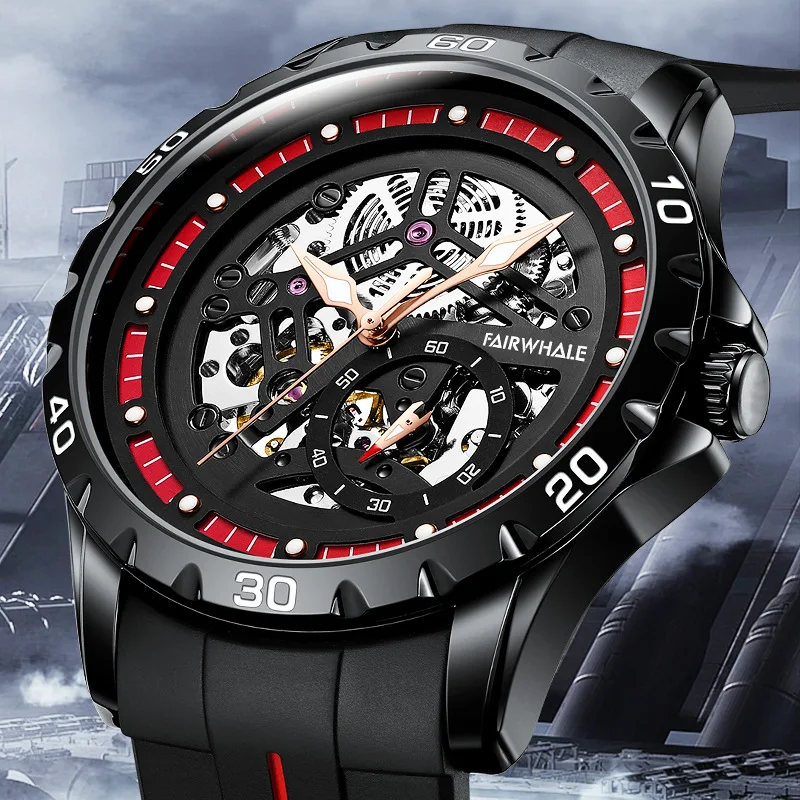 Mark Fairwhale Trendy Fashion Watch Men's Hollow Mechanical Watch Cool Waterproof Night Light