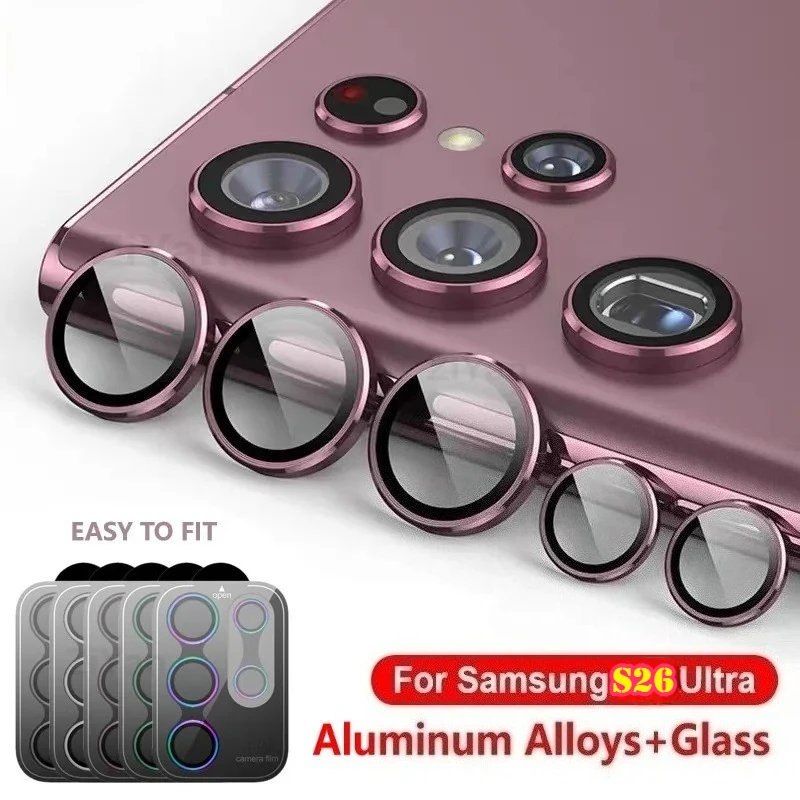 Premium Aluminum Alloy Camera Lens Protector with Tempered Glass Film for Samsung Galaxy Series