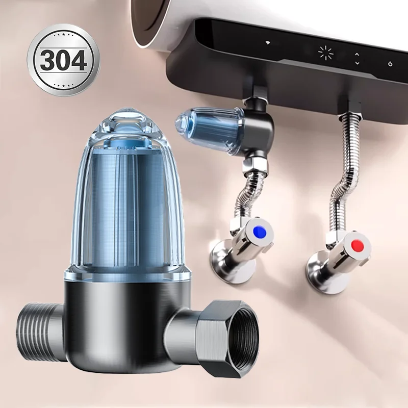 เครื่องกรองน้ําอาบน้ําสแตนเลสแรงดันสูง PreFilter เครื่องทําน้ําอุ่นเครื่องฟอกอากาศสําหรับฝักบัวอ่างล้างจาน Spin Down กรองตะกอน 1