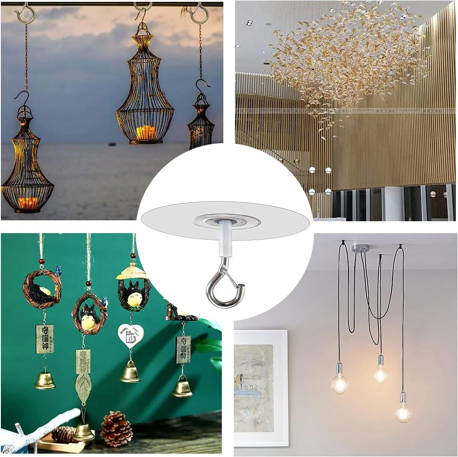 Ceiling Hooks Stick Self-Adhesive Water Resistant Multifunctional for Balloons Wind Chimes